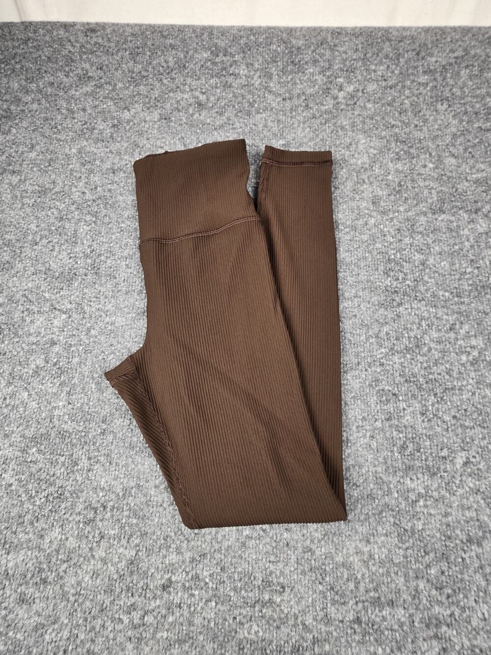 Athleta Elation Rib Tight Legging Women XS Brown Ribbed High Rise Yoga #1043